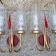 Pair of double fire wall lamps, vintage, 50/60s