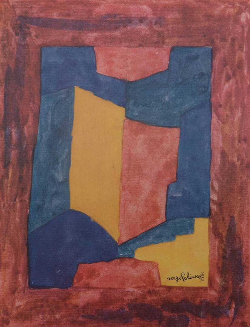 Serge poliakoff: blue, red and yellow composition - lithograph