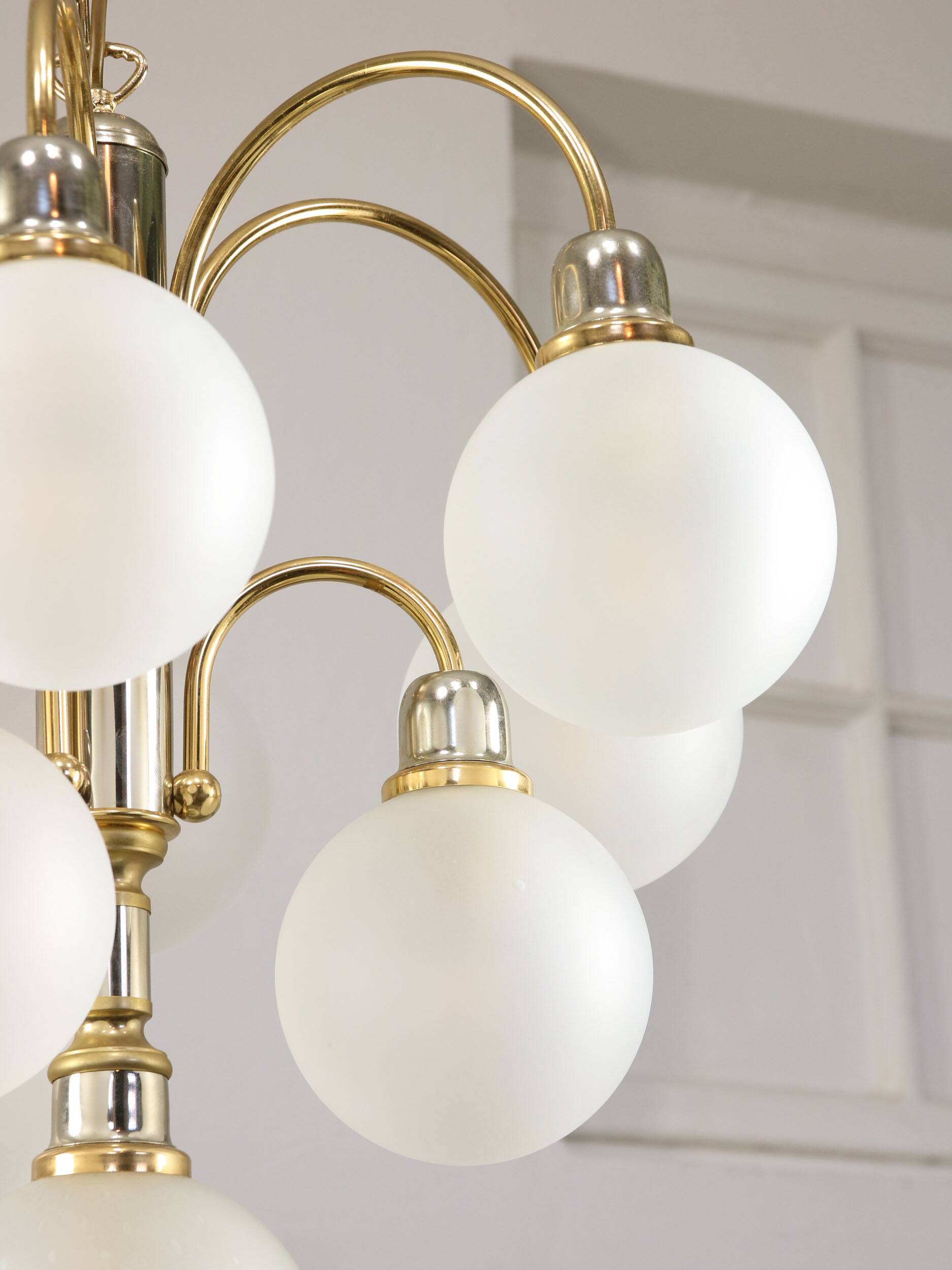 Vintage Orion Brass Ball Chandelier: Mid-Century Modern Sputnik Lighting