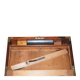 Antique hardwood military campaign desk with writing slope.