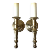 Paire de appliques murales en laiton massif antique