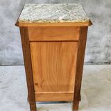 Antique Art Deco bedside table, oak entrance table with marble top