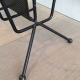 Design magazine rack in black lacquered metal and perforated metal by Mathieu Matégot, 50s