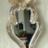 Venetian wall mirror in murano glass on wood 50s-60s