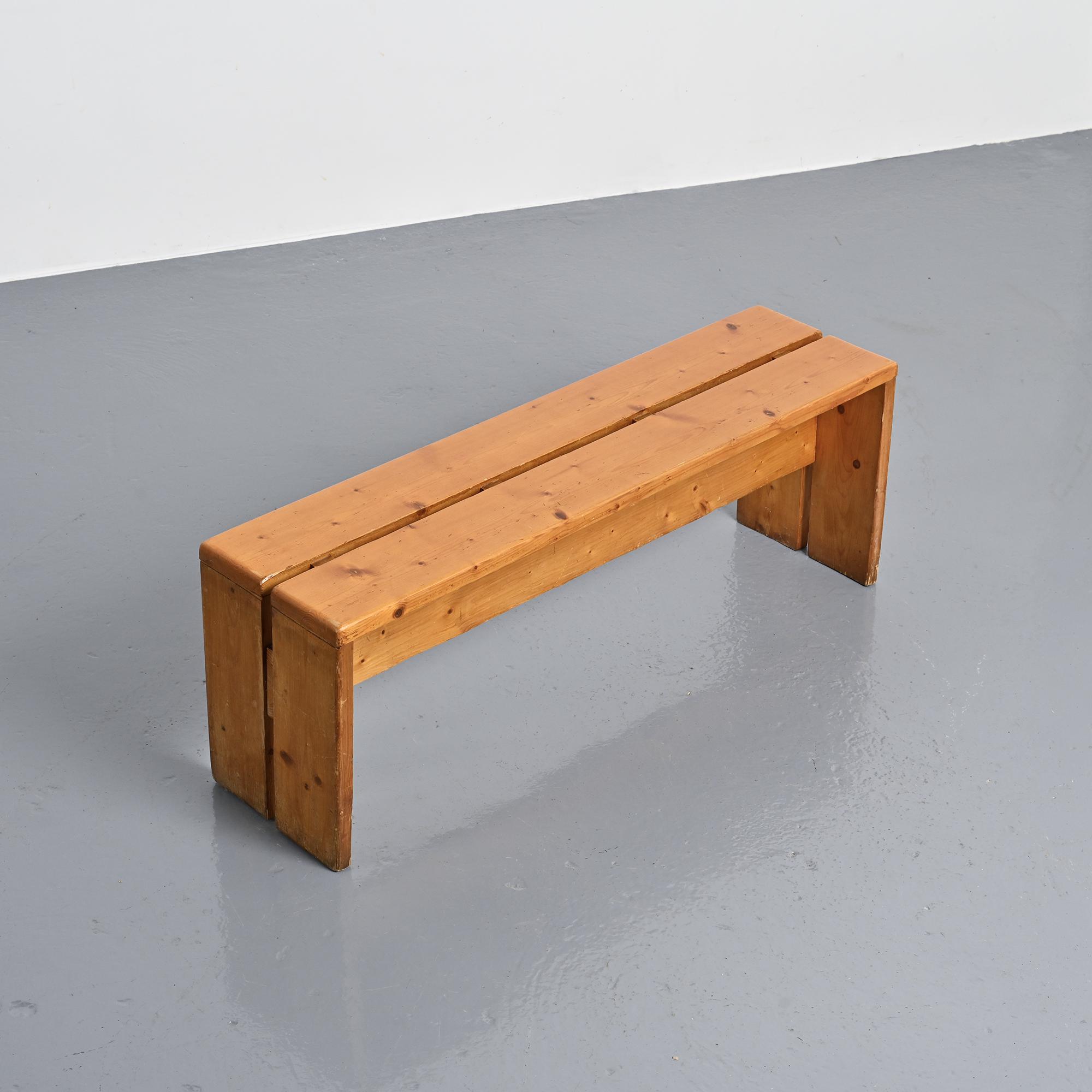 Banc en pin massif, Les Arcs, circa 1973
