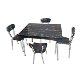 Marbled formica table & 4 chairs
