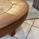 Round oval ceramic coffee table by Barrois Vallauris, 1960, herbarium model