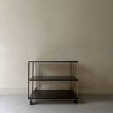 Smoked glass and brass hi-fi/TV stand, circa 1970