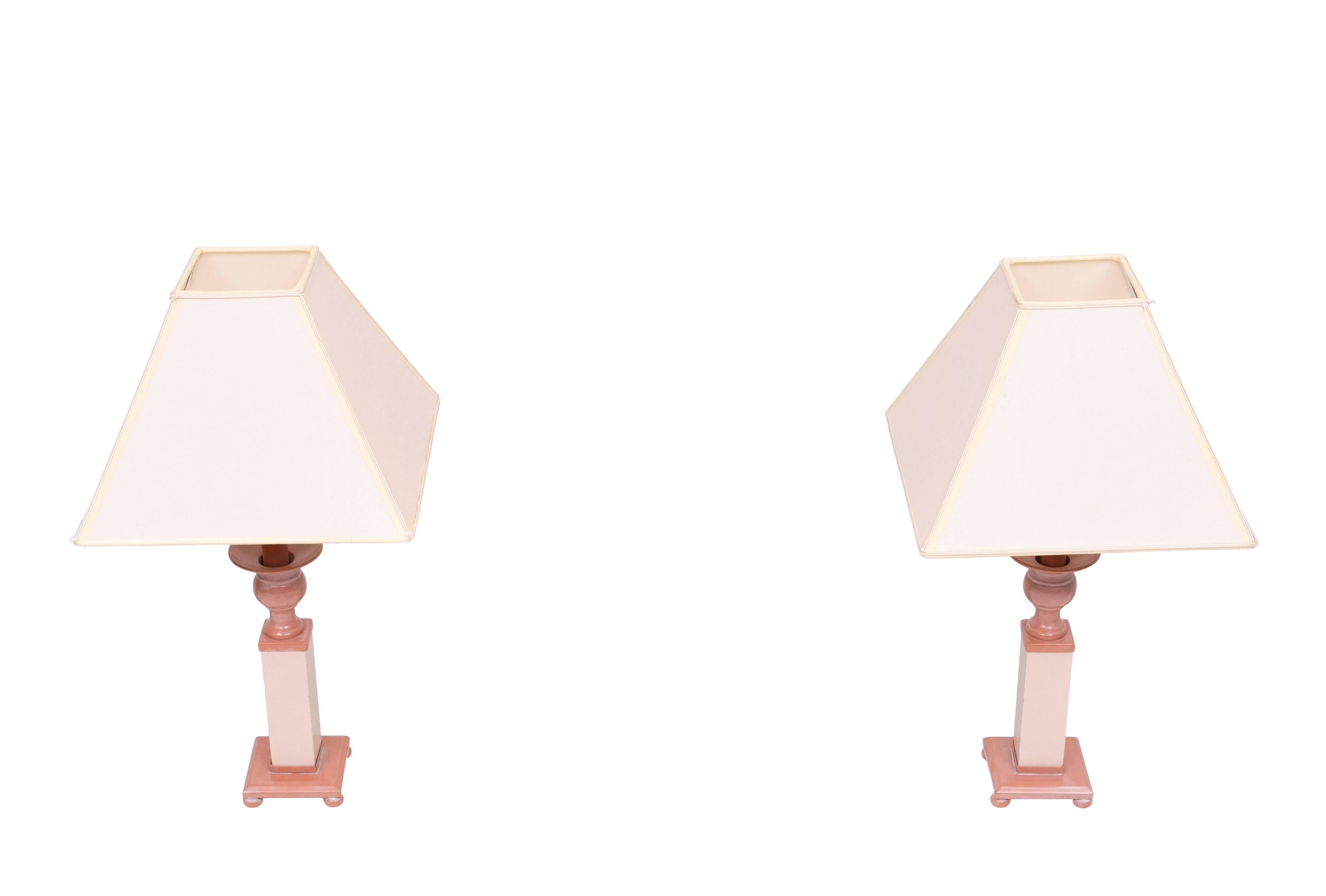 small Classic Greek Pink Marble table lamps 1980s Italy