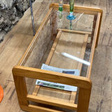 Coffee table in pine and glass Regain 1980