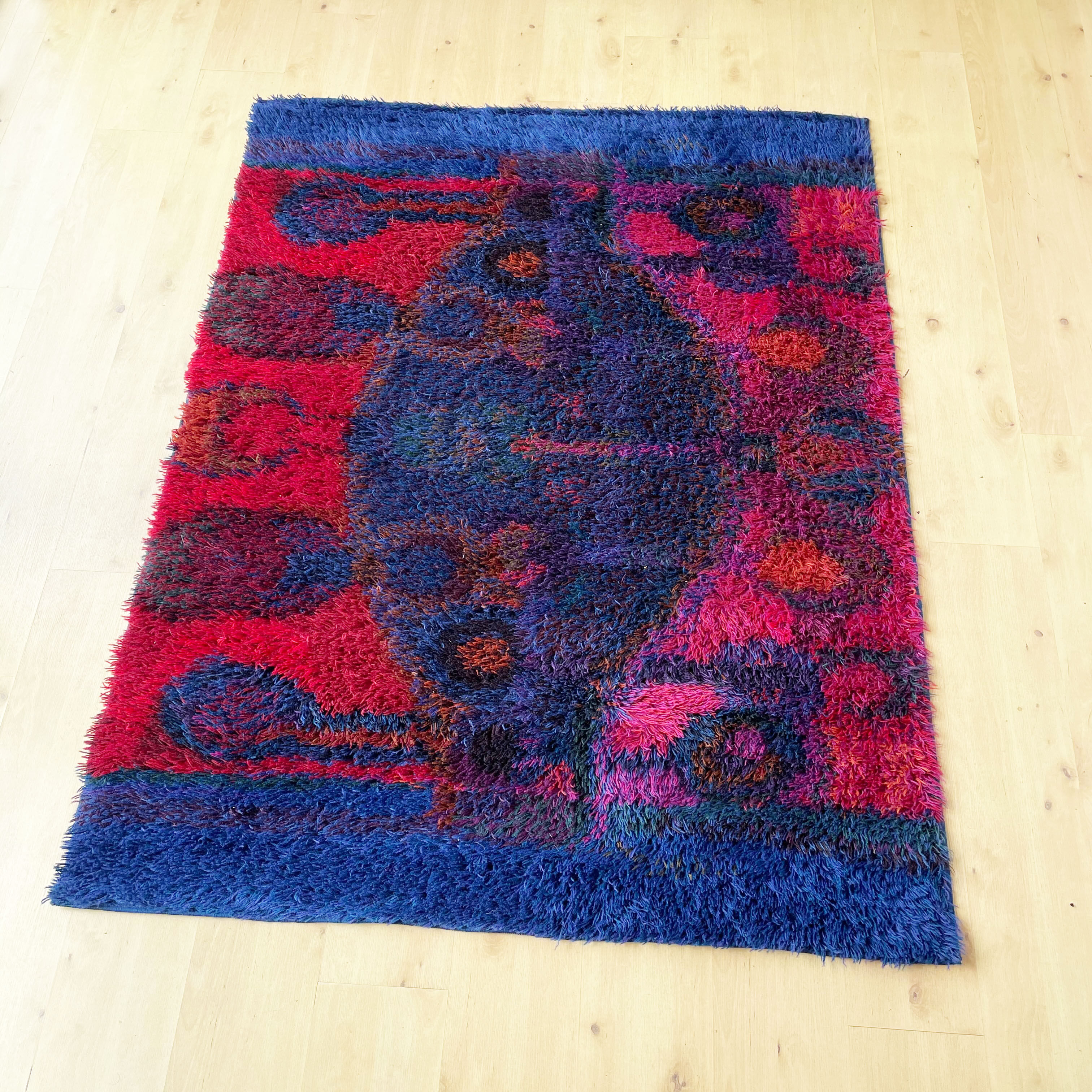 Original scandinavian rya rug by oili mäki for finnrya oy ab, finland