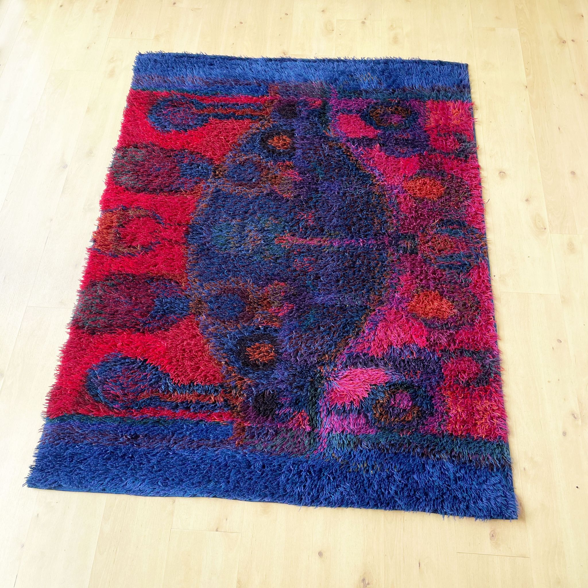 Original scandinavian rya rug by oili mäki for finnrya oy ab, finland
