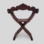 Vintage Savonarola chair with lion head, wood, Italy, 1950s