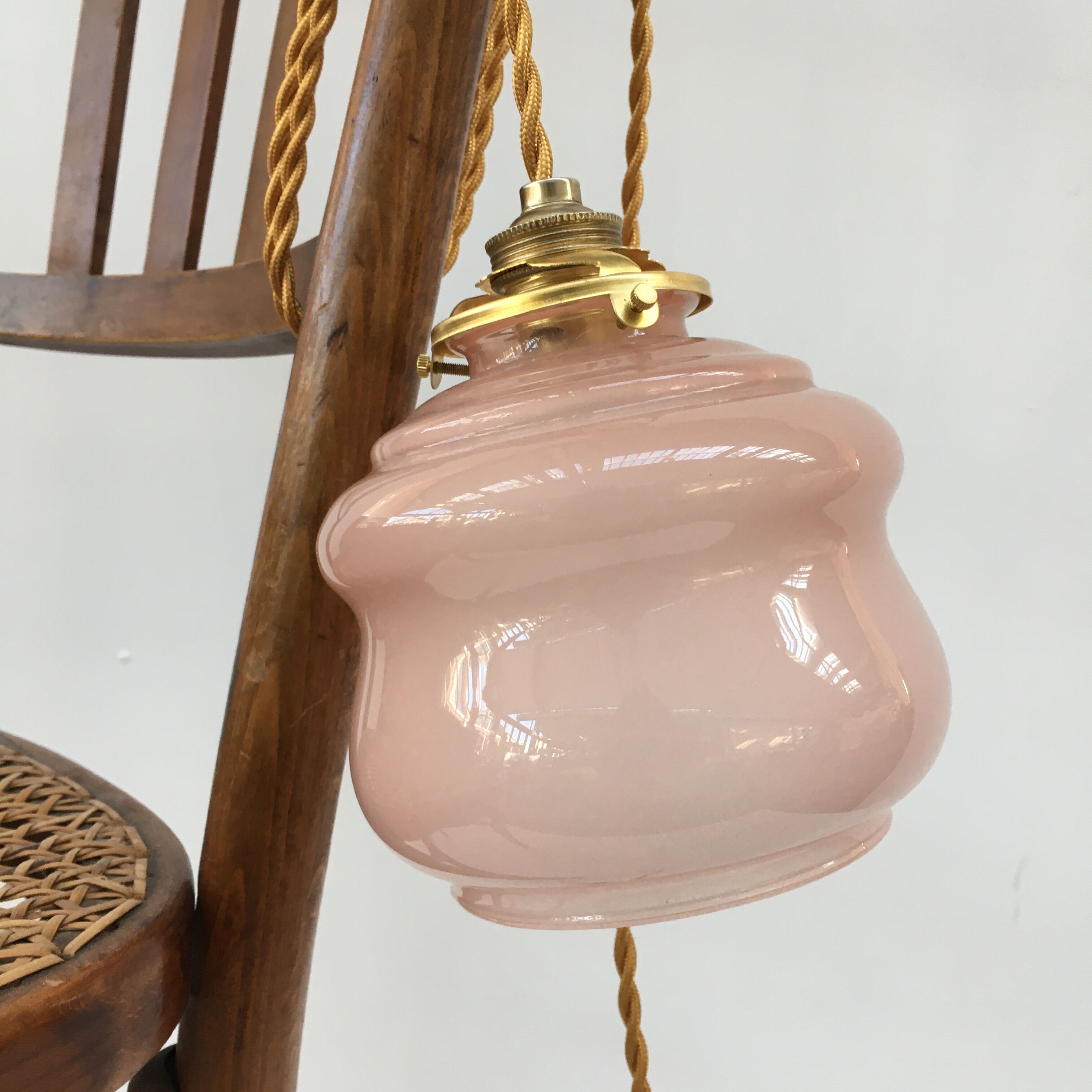 Pink glass walking lamp