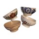 4 antique earthenware bowls with different patterns