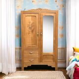 Parisian art deco hotel wardrobe in solid raw oak 1930