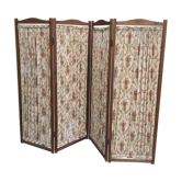 Paravent vintage bois & tissu fleuri 1940