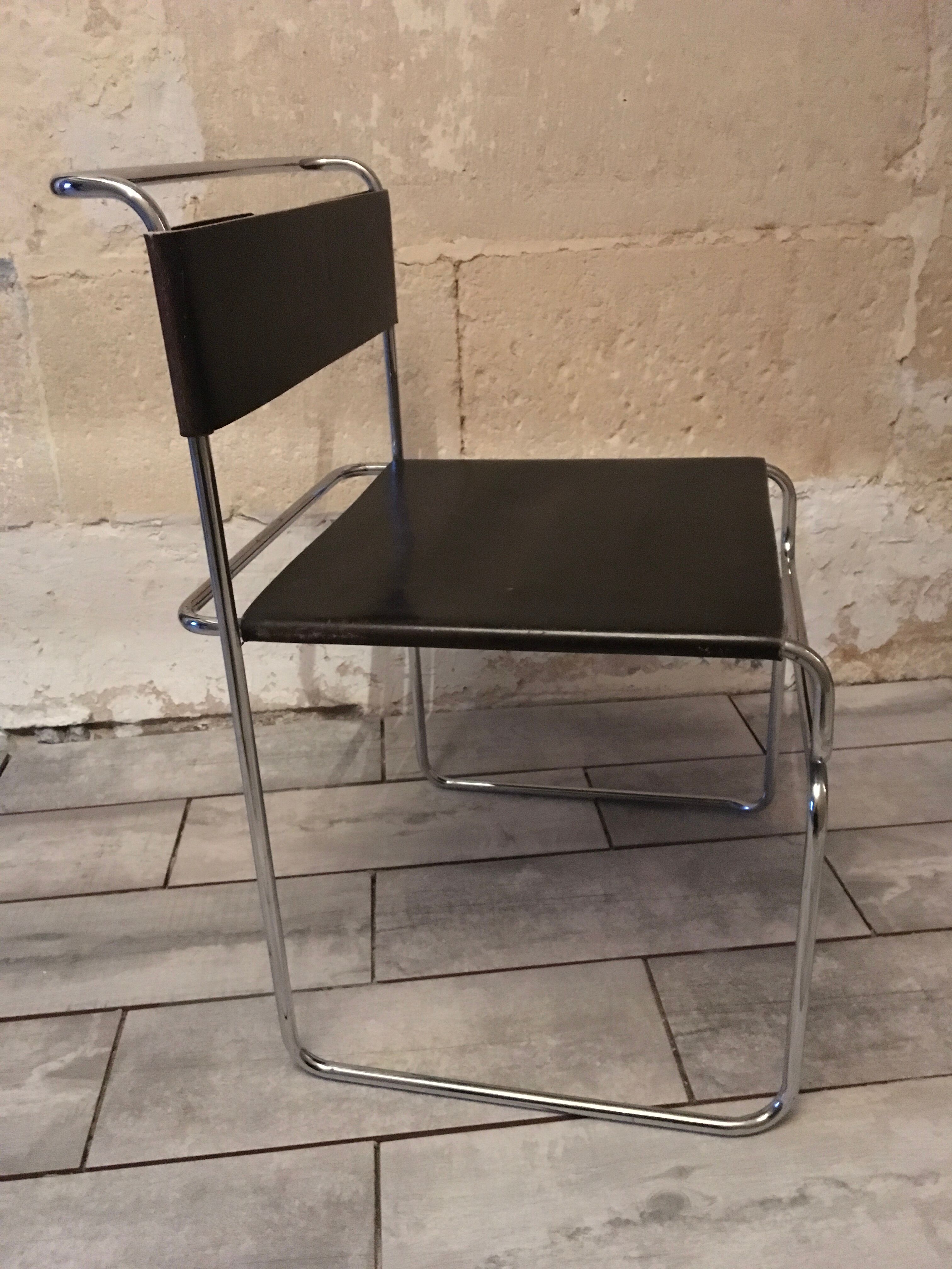 Set of 6 80s leather chairs