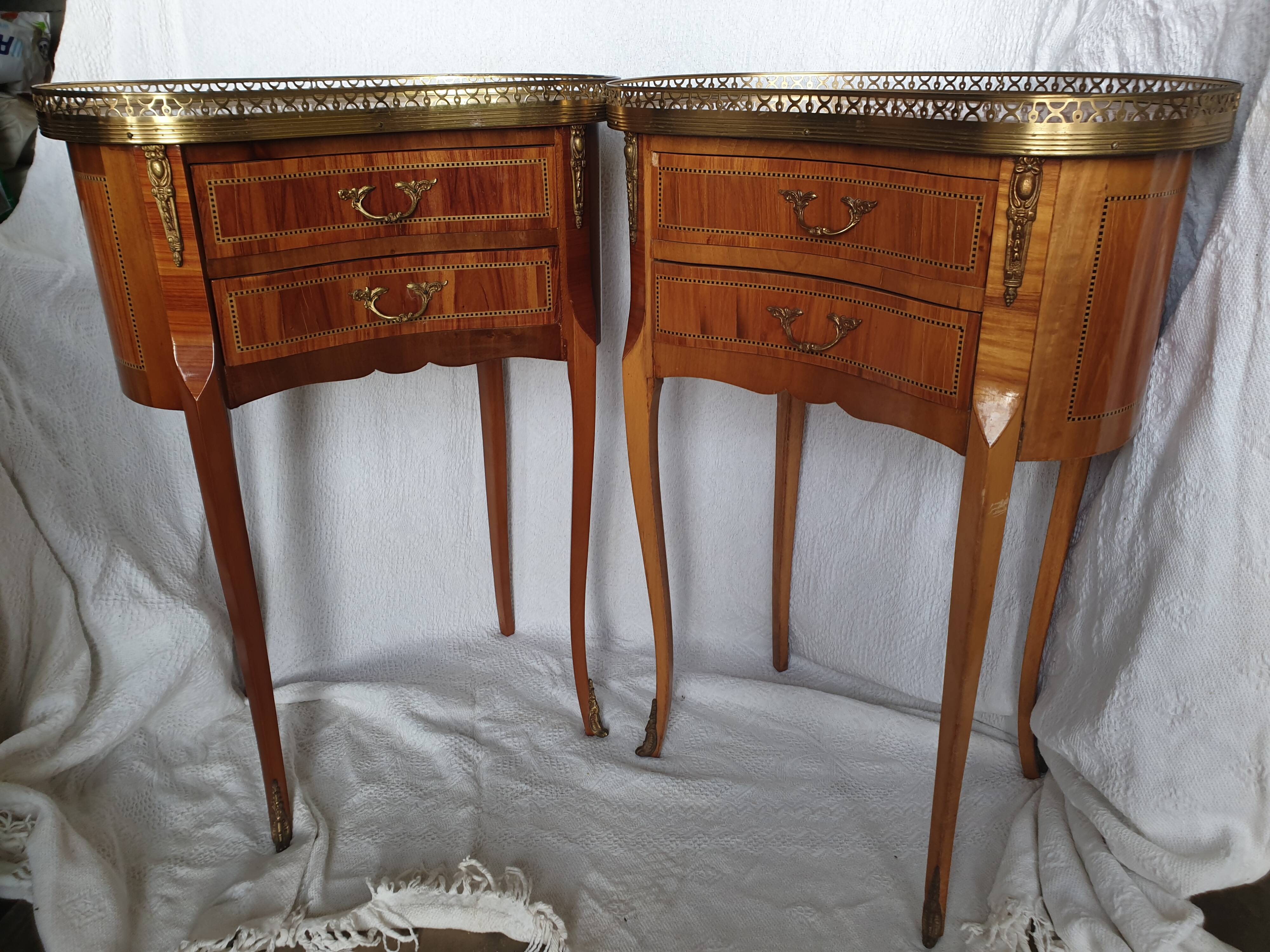Pair of bedside tables "bean" style louis XV marked