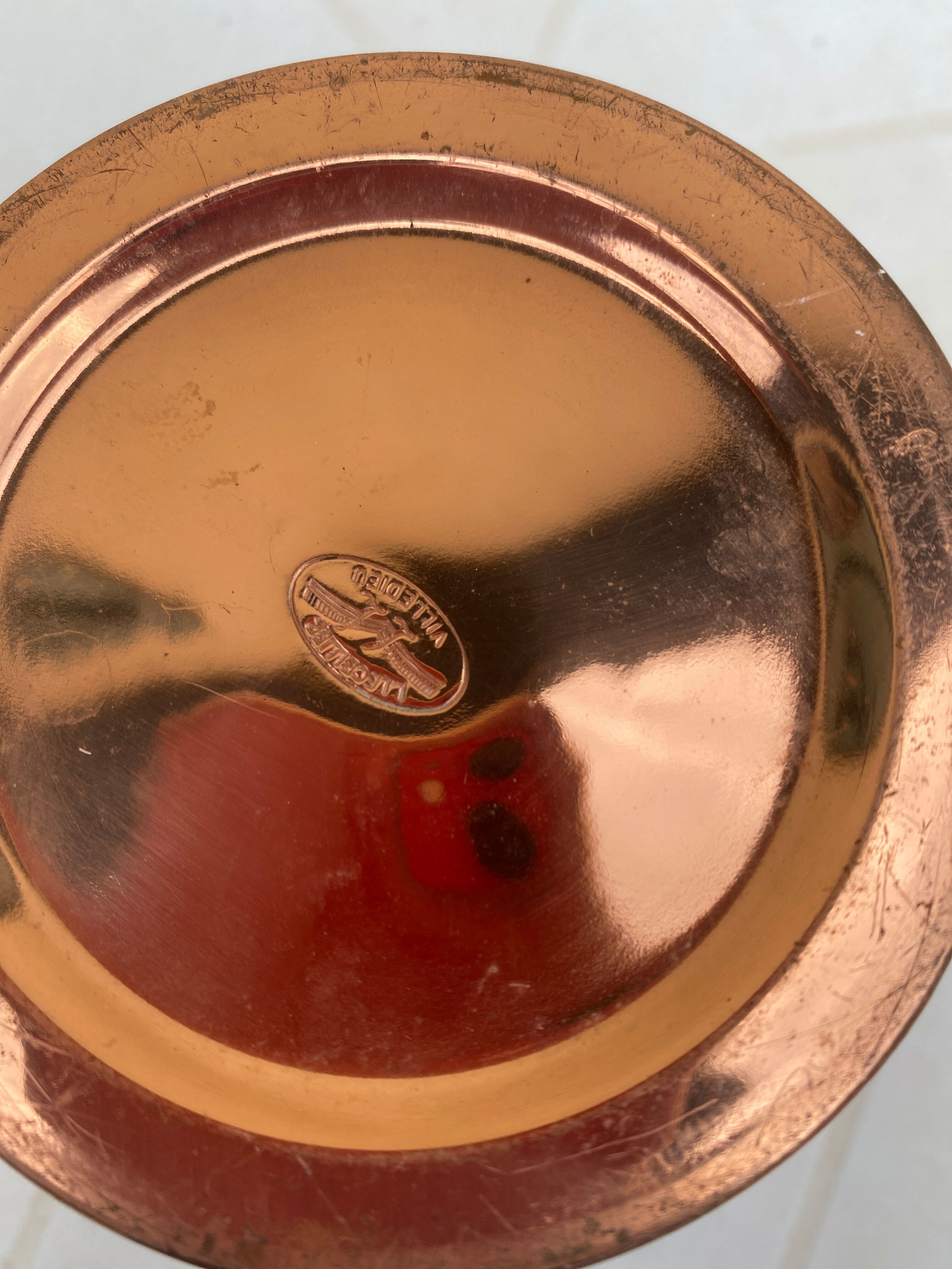 Copper pot cover Lecellier Villedieu vintage