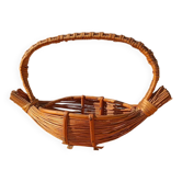 Vintage rattan fruit basket – bohemian antique basket from the 1960s