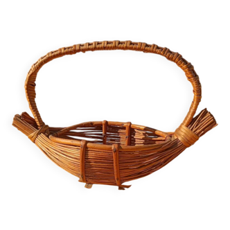 Vintage rattan fruit basket – bohemian antique basket from the 1960s