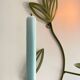Wall Candle Holder, Green Metal Leaves