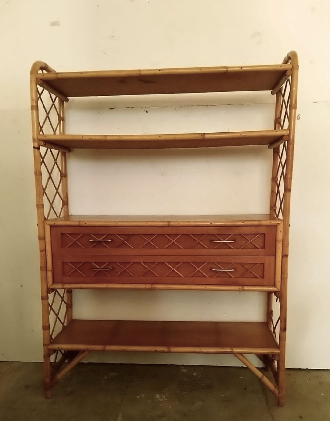 Vintage rattan library