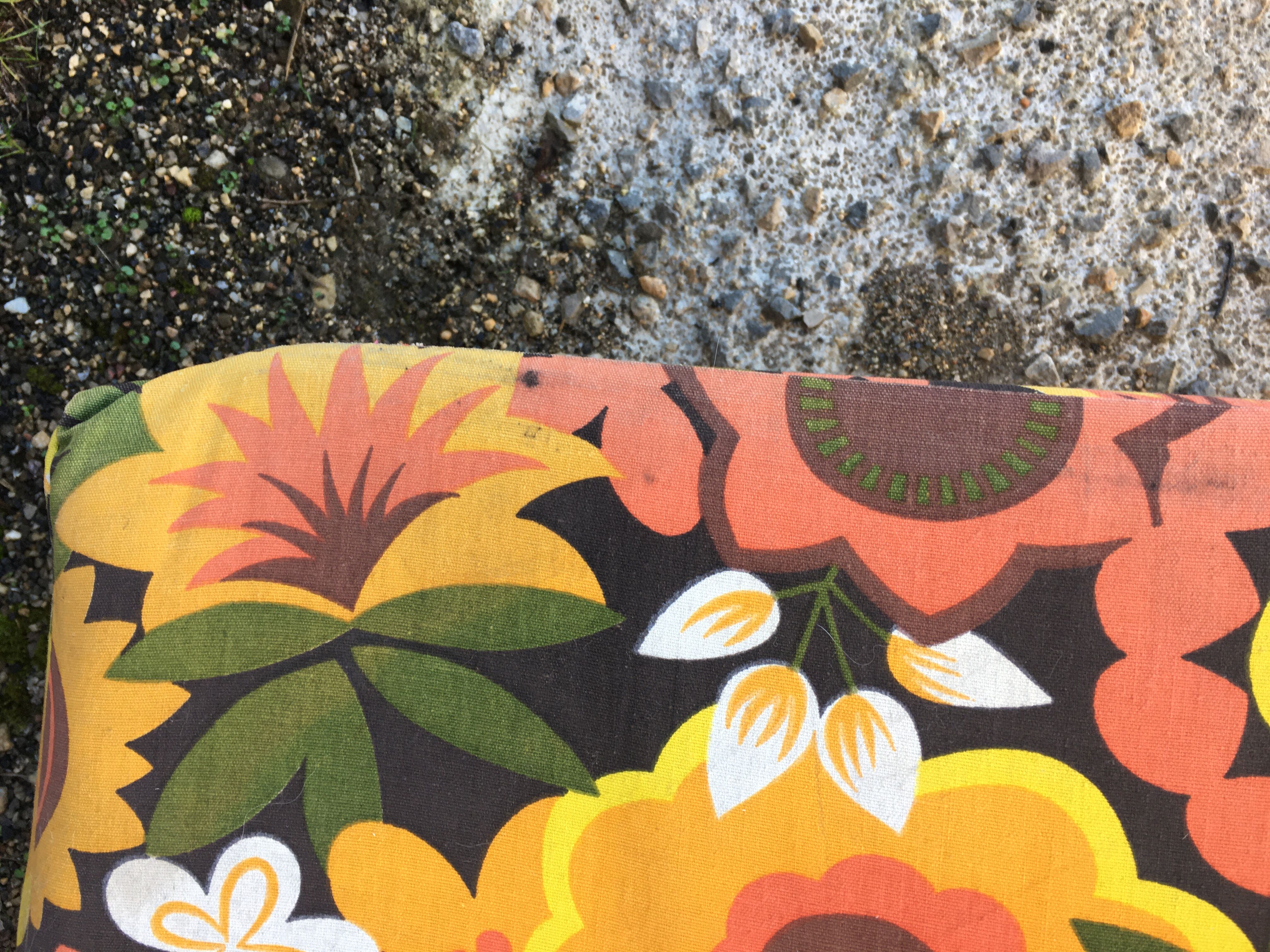 Flower sunbed long chair, vintage 70s, folding