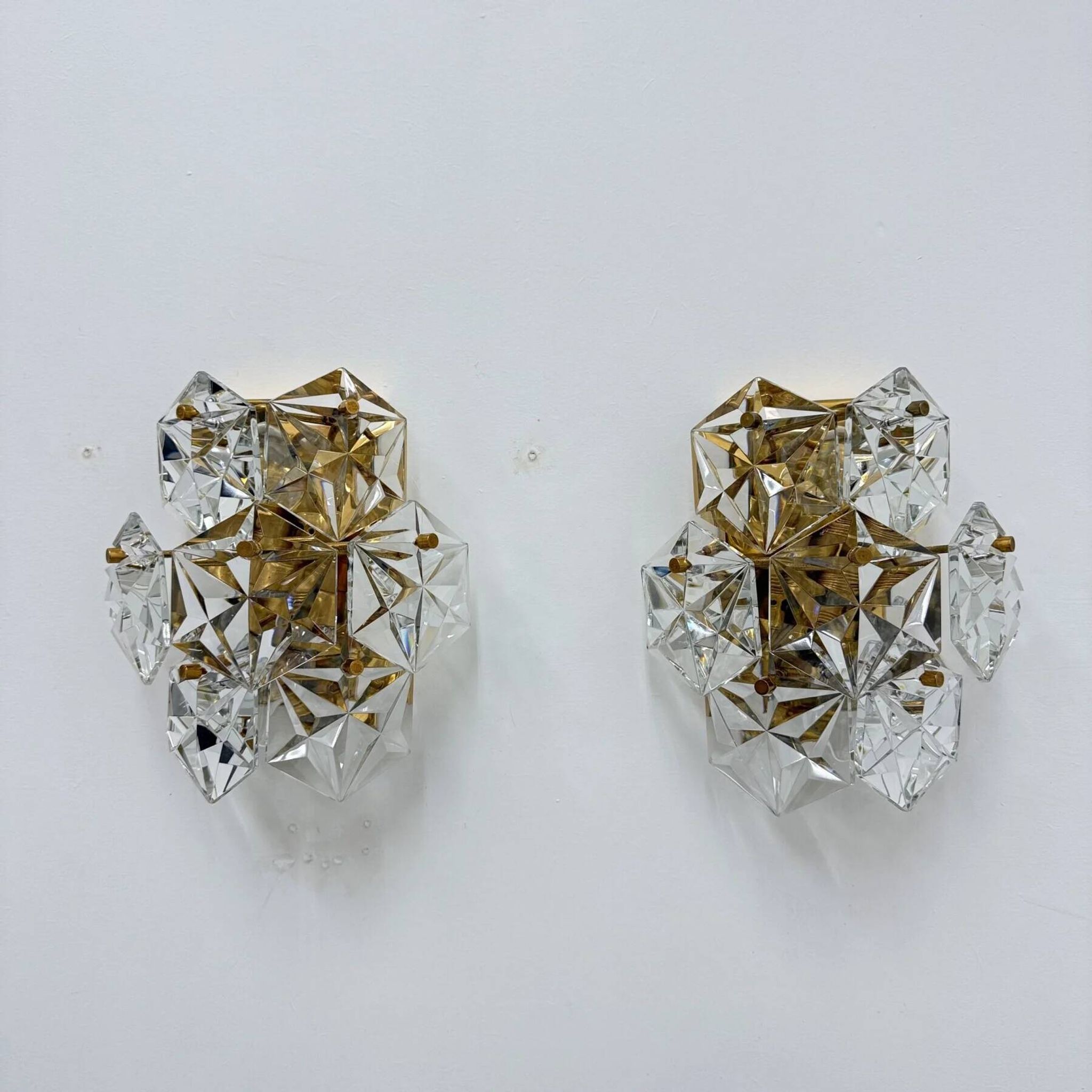 Mid-century pair of crystal sconces by Kinkeldey, Germany, 1970s