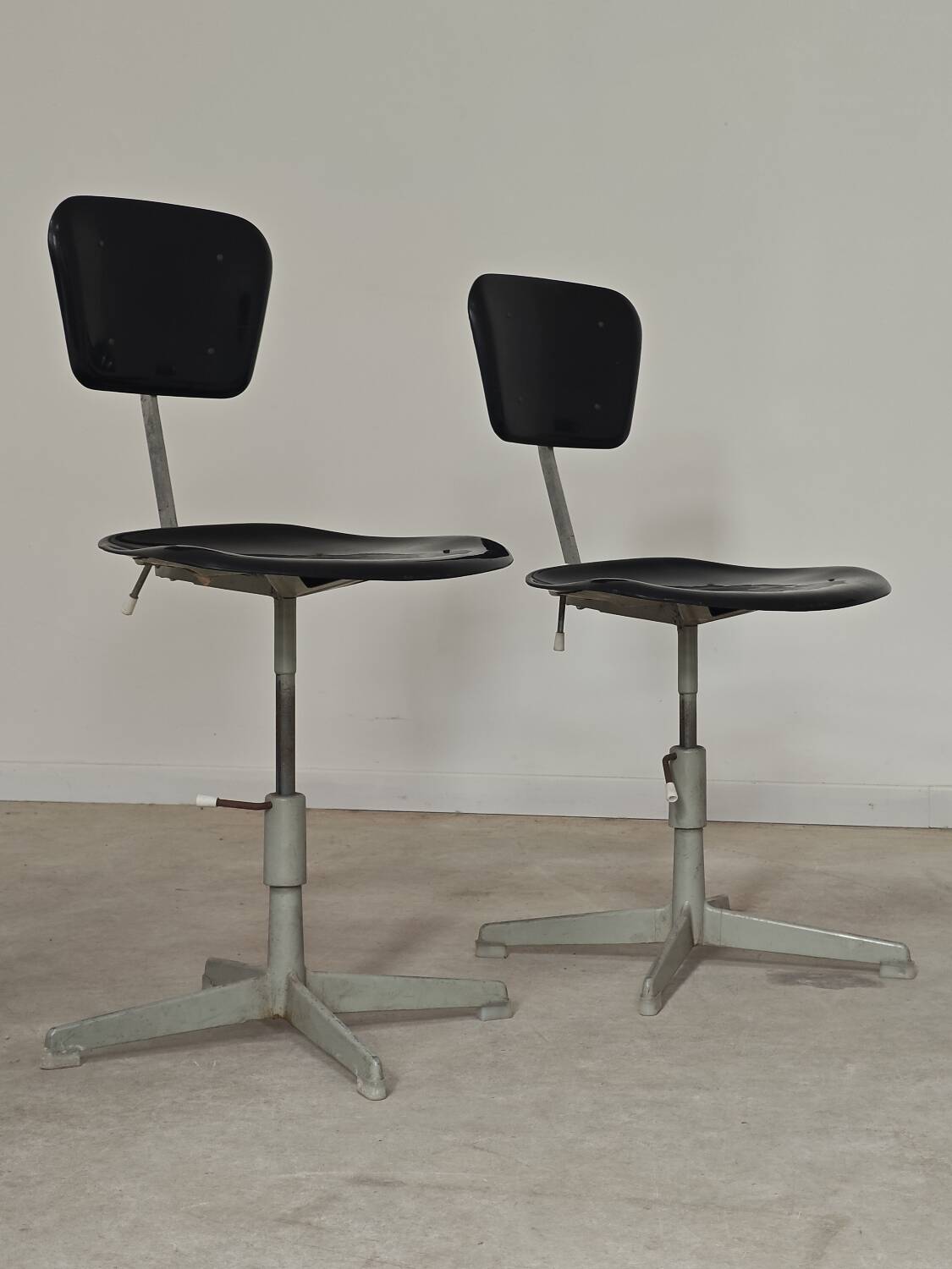 Adjustable industrial chair metal Czechoslovakia 1960