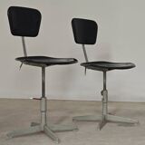 Adjustable industrial chair metal Czechoslovakia 1960