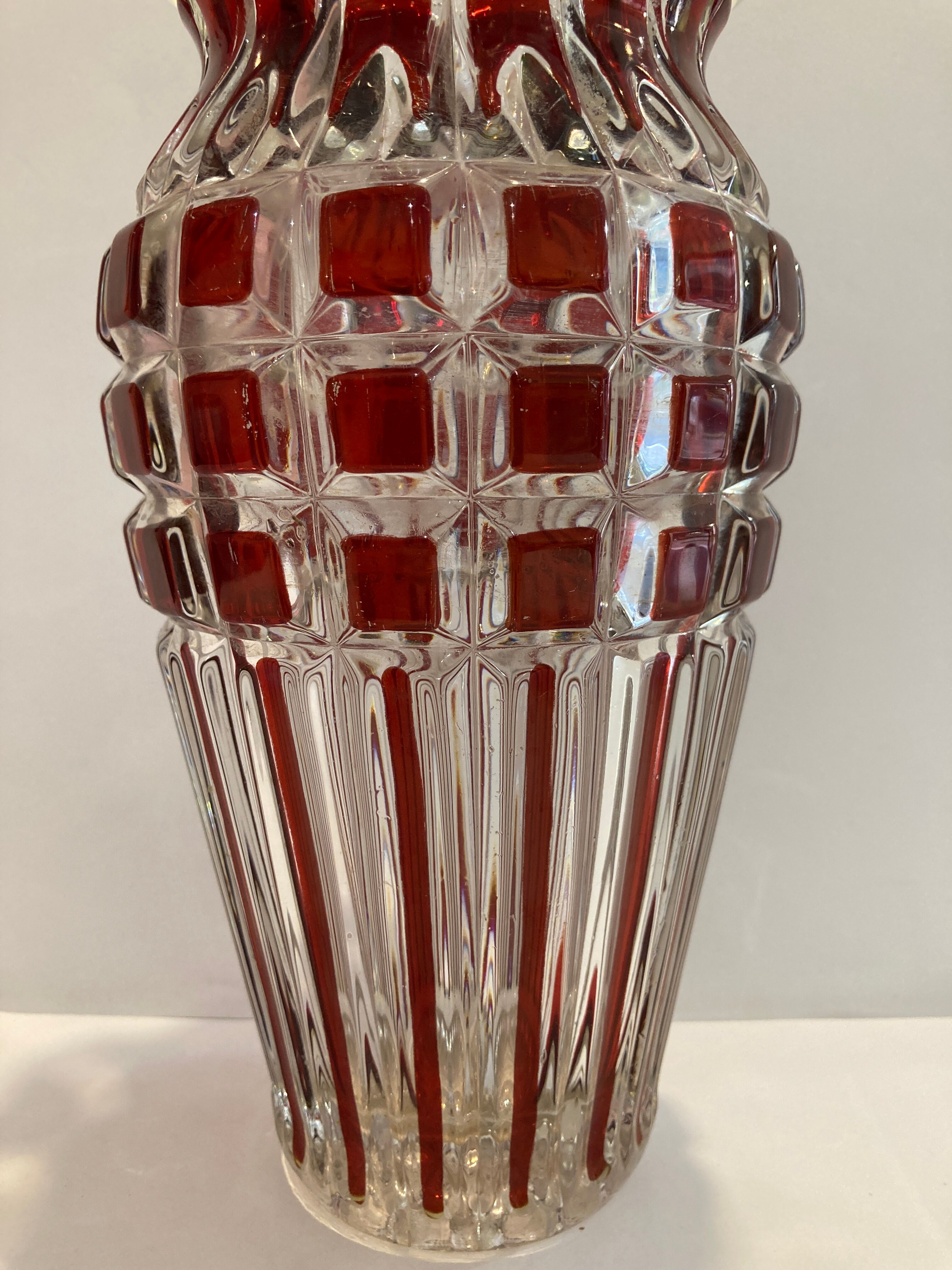 Large faceted glass vase 60s - retro -vintage -deco