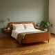 Double bed vintage with exotic wood bedside tables, 1950s design.