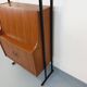 Vintage modular secretary bookshelf in teak and metal.