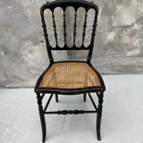 Napoleon III chair in blackened wood and cane
