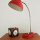 Red & Silver Metal Swan Neck Table Lamp