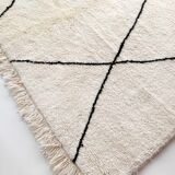 Moroccan Berber carpet Beni Ouarain unbleached with black diamonds 293x212cm