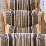 Suite of 4 chairs self beech brass and wool 1960