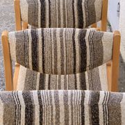Suite de 4 chaises self hêtre laiton et laine 1960