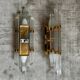 Pair of large Murano crystal sconces on gilt frame, Austria, 1970s