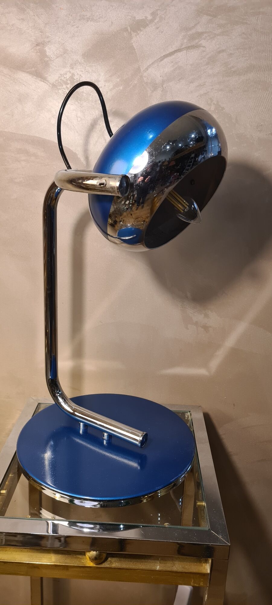 Lamp chrome and blue metal