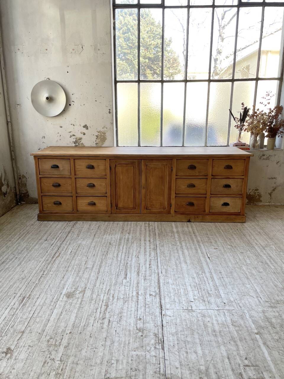 XXL solid oak counter sideboard
