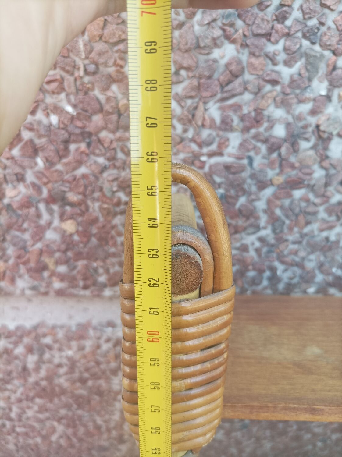 Pair of wall shelves vintage in rattan bamboo wicker