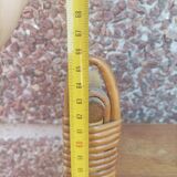 Pair of wall shelves vintage in rattan bamboo wicker