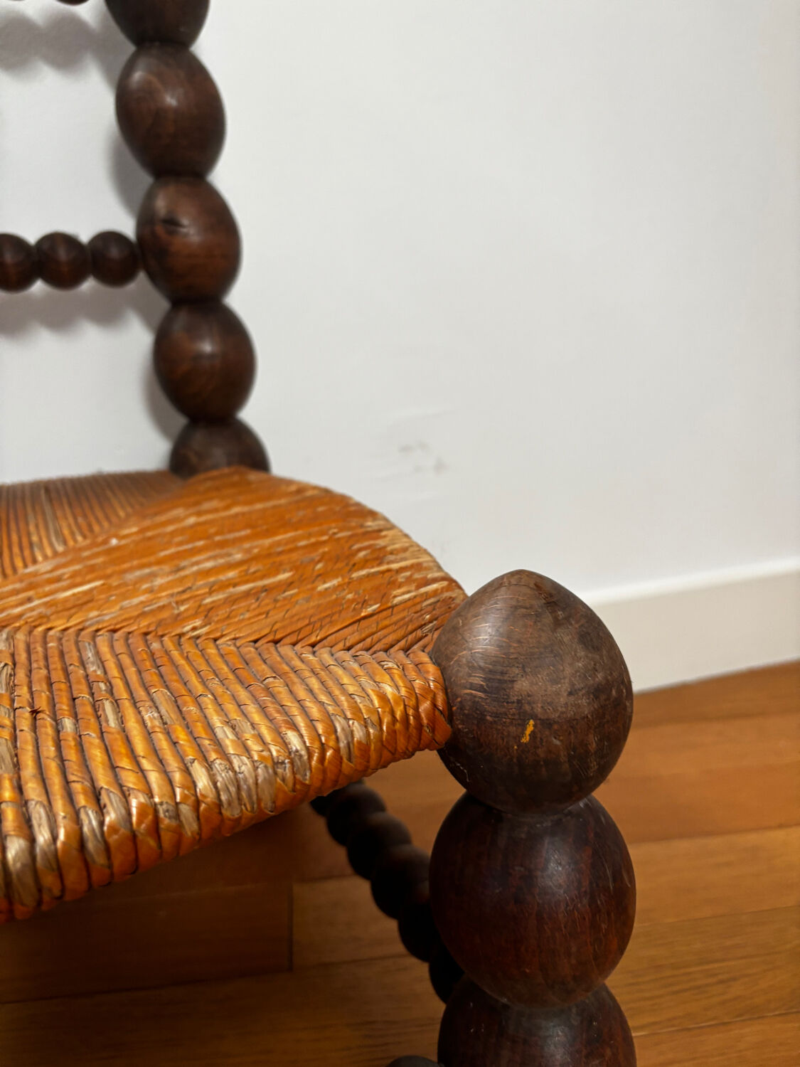 Brutalised Low Chair in Turned Wood in the Style of Charles Dubouyt