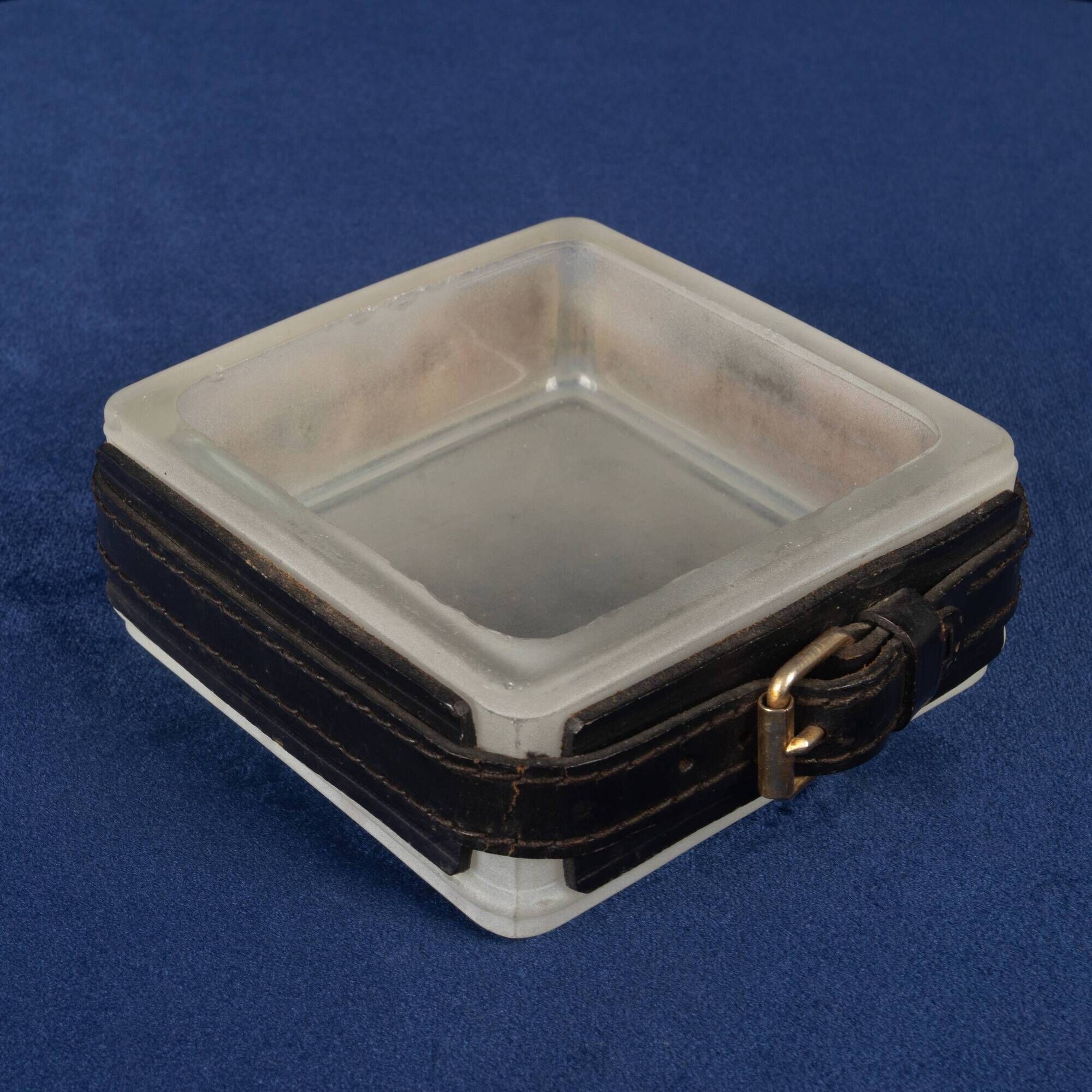 Jacques Adnet Hand-Stitched Leather Ashtray, France 1950