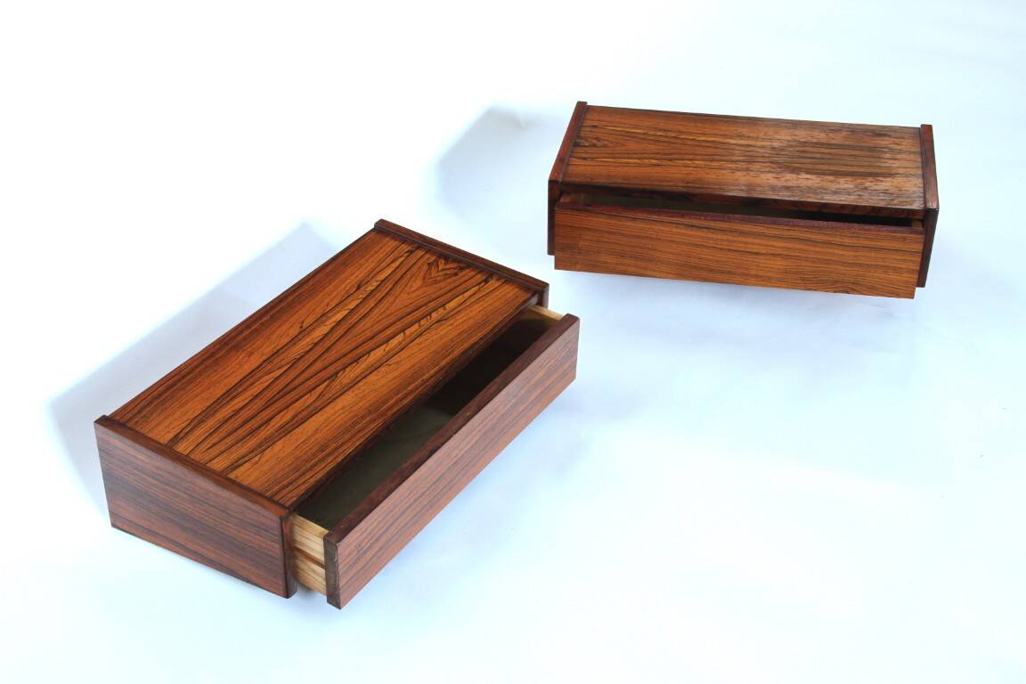 Vintage rosewood floating bedside tables. Set of two. 1960s
