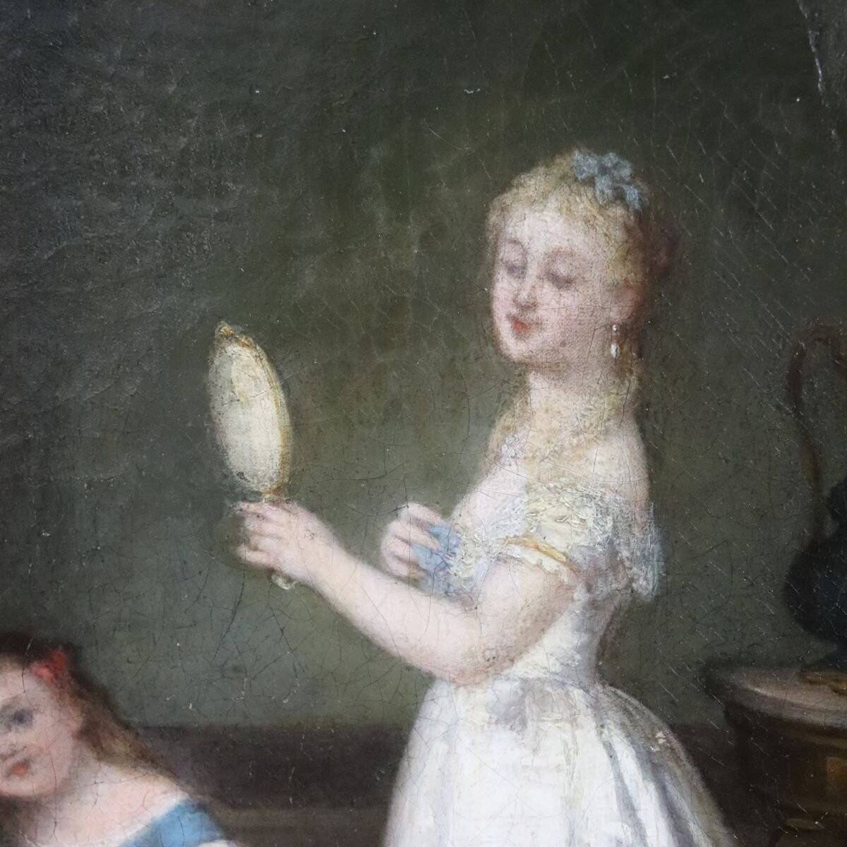 Scene Of Women, Oil On Canvas, Italy, 19th Century