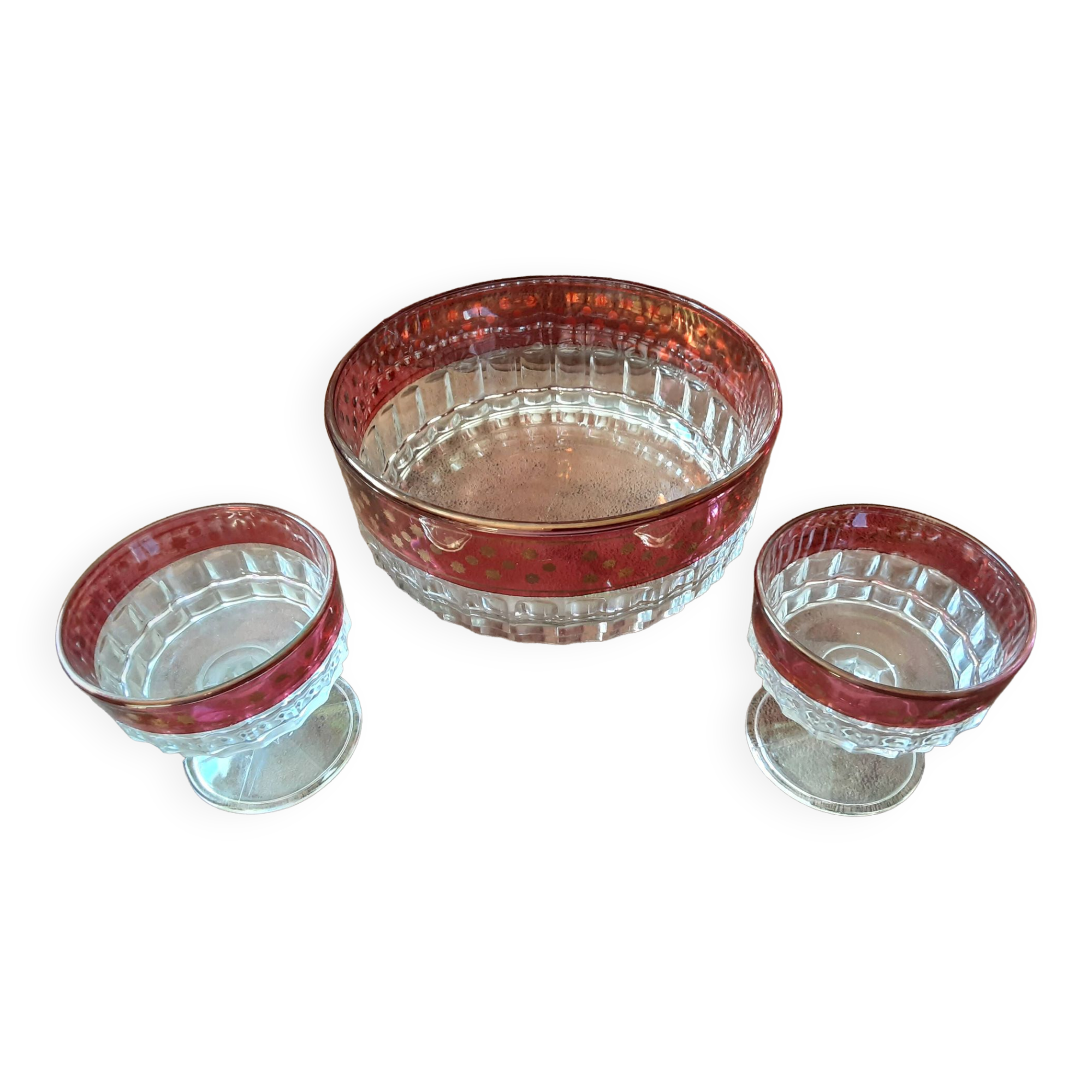 Salad bowl set and its 2 crystal cups